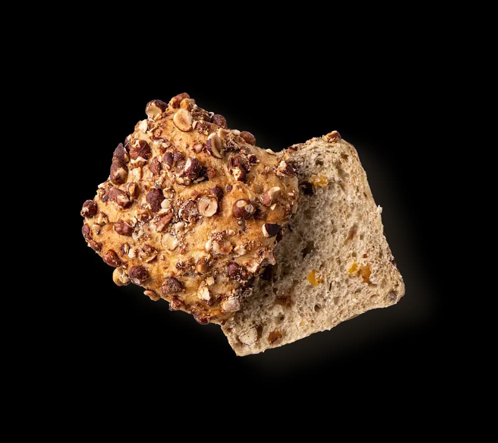 Ein Stück Brot, das in zwei Hälften geteilt ist